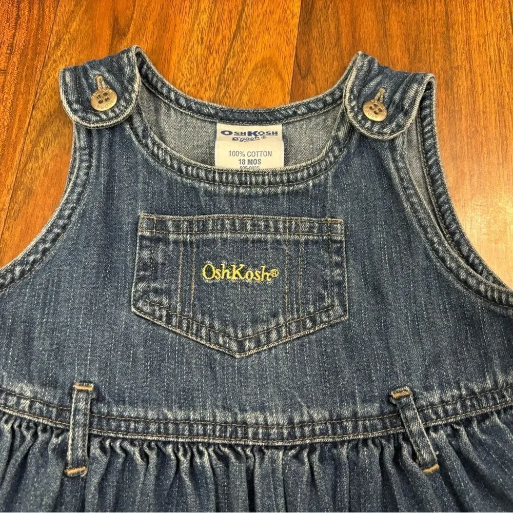 Osh Kosh B’Gosh Vintage Denim Mice Fall Embroidered Overall Dress
